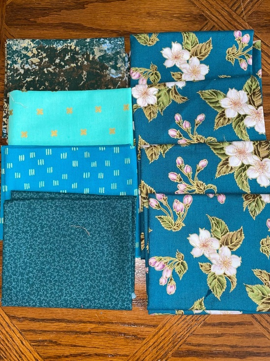 Quilters Fabric Other - Quilters Cotton 10 Fat Quarters Teal ~ Green Crafts, Sewing, DIY Material